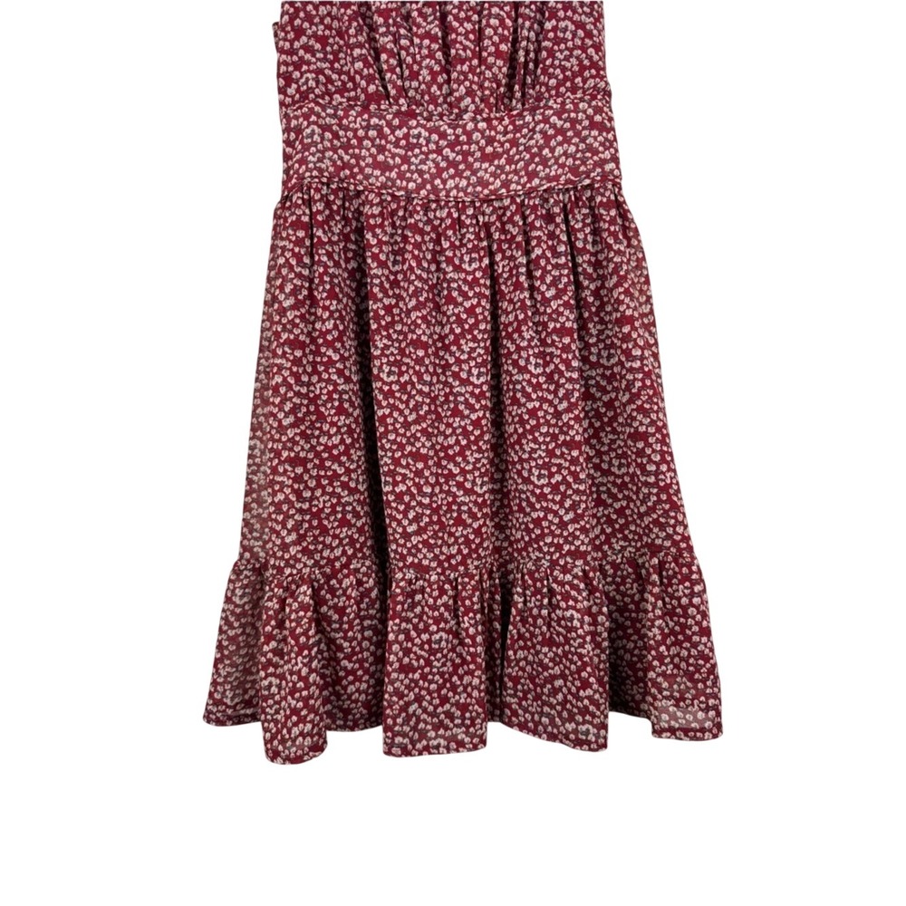 Princess Polly Red Floral Smocked Mini Dress Adjustable‎ Tie Shoulder Beach Vibe - Picture 7 of 11